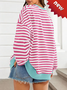 Women Striped Spring/Fall Long Sleeve Casual Daily Hoodie