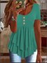 Women Plain Short Sleeve Tee T-shirt Crew Neck Casual Summer Top