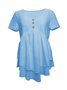 Women Plain Short Sleeve Tee T-shirt Crew Neck Casual Summer Top
