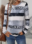 Women Abstract Long Sleeve Tee T-shirt Crew Neck Printing Casual Spring/Fall Graphic Tee Top
