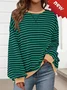 Women Striped Spring/Fall Long Sleeve Casual Daily Hoodie