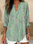 Women Abstract Long Sleeve Blouse Spring/Fall Printing V Neck Daily Casual Top