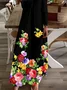 Women Abstract Long Sleeve Spring/Fall Printing Dress V Neck Daily Casual Maxi H-Line Dress
