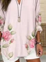 Women Floral Long Sleeve Blouse Spring/Fall Printing V Neck Daily Casual Top