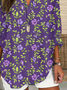 Women Floral Long Sleeve Blouse Spring/Fall Printing V Neck Daily Casual Top