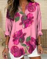 Women Floral Long Sleeve Blouse Spring/Fall Printing V Neck Daily Casual Top