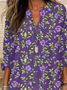 Women Floral Long Sleeve Blouse Spring/Fall Printing V Neck Daily Casual Top