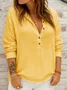 Women Plain Long Sleeve Shirt Spring/Fall Split Joint Stand Collar Daily Casual Top