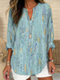 Women Abstract Long Sleeve Blouse Spring/Fall Printing V Neck Daily Casual Top