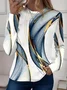 Women Color Block Long Sleeve Tee T-shirt Crew Neck Casual Spring/Fall Top