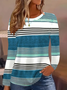 Women Striped Long Sleeve Tee T-shirt Crew Neck Printing Casual Spring/Fall Graphic Tee Top