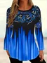 Women Abstract Long Sleeve Tee T-shirt Crew Neck Printing Casual Spring/Fall Graphic Tee Top