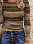 Women Abstract Long Sleeve Tee T-shirt Crew Neck Printing Casual Spring/Fall Graphic Tee Top