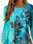 Women Butterfly Long Sleeve Tee T-shirt Crew Neck Printing Casual Spring/Fall Graphic Tee Top