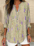 Women Abstract Long Sleeve Blouse Spring/Fall Printing V Neck Daily Casual Top
