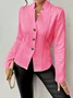 Women Geometric Spring/Fall Outerwear Vintage Embossed Long Sleeve Mock Neck Regular Blazer
