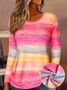Women Abstract Long Sleeve Tee T-shirt Crew Neck Printing Casual Spring/Fall Graphic Tee Top