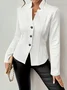 Women Geometric Spring/Fall Outerwear Vintage Embossed Long Sleeve Mock Neck Regular Blazer