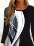 Women Abstract Long Sleeve Tee T-shirt Crew Neck Printing Casual Spring/Fall Graphic Tee Top