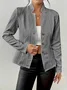 Women Geometric Spring/Fall Outerwear Vintage Embossed Long Sleeve Mock Neck Regular Blazer