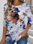 Women Floral Long Sleeve Tee T-shirt Crew Neck Casual Spring/Fall Top