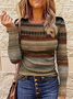 Women Abstract Long Sleeve Tee T-shirt Crew Neck Printing Casual Spring/Fall Graphic Tee Top