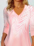 Women Abstract Long Sleeve Tee T-shirt V Neck Printing Casual Spring/Fall Graphic Tee Top