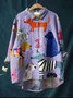 Women Polka Dots Long Sleeve Shirt Spring/Fall Printing Shawl Collar Daily Vintage Top