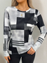Women Abstract Long Sleeve Tee T-shirt Crew Neck Printing Casual Spring/Fall Graphic Tee Top
