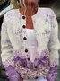Women 3D Printing Vintage Spring/Fall Knitted Cardigan