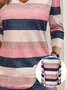 Women Striped Long Sleeve Tee T-shirt V Neck Printing Casual Spring/Fall Graphic Tee Top