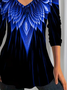 Women Abstract Long Sleeve Tee T-shirt V Neck Printing Casual Spring/Fall Graphic Tee Top