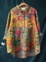Women Polka Dots Long Sleeve Shirt Spring/Fall Printing Shawl Collar Daily Vintage Top
