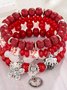 Bohemian Anchor Elephant Butterfly Multi-layer Beaded Elastic Bracelet