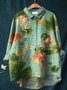 Women Polka Dots Long Sleeve Shirt Spring/Fall Printing Shawl Collar Daily Vintage Top