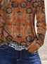 Women Abstract Long Sleeve Tee T-shirt V Neck Printing Casual Spring/Fall Graphic Tee Top