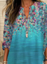 Women Floral Long Sleeve Blouse Spring/Fall Printing V Neck Daily Casual Top