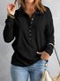 Women Plain Stand Collar Split Joint Vintage Spring/Fall Long Sleeve Sweatshirt