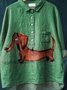 Women Polka Dots Long Sleeve Shirt Spring/Fall Printing Shawl Collar Daily Vintage Top