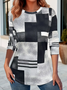 Women Abstract Long Sleeve Tee T-shirt Crew Neck Printing Casual Spring/Fall Graphic Tee Top