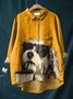 Women Polka Dots Long Sleeve Shirt Spring/Fall Printing Shawl Collar Daily Vintage Top