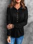 Women Plain Stand Collar Split Joint Vintage Spring/Fall Long Sleeve Sweatshirt