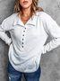 Women Plain Stand Collar Split Joint Vintage Spring/Fall Long Sleeve Sweatshirt