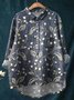 Women Polka Dots Long Sleeve Shirt Spring/Fall Printing Shawl Collar Daily Vintage Top