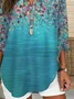 Women Floral Long Sleeve Blouse Spring/Fall Printing V Neck Daily Casual Top