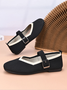 Hot Sale Women's Breathable Mesh Flying Woven Square Toe Casual Breathable Light Cloth Lining Flat Shoes