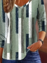Women Geometric Long Sleeve Tee T-shirt V Neck Printing Casual Spring/Fall Graphic Tee Top