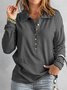 Women Plain Stand Collar Split Joint Vintage Spring/Fall Long Sleeve Sweatshirt