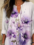 Women Floral Long Sleeve Blouse Spring/Fall Printing V Neck Daily Casual Top