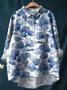 Women Polka Dots Long Sleeve Shirt Spring/Fall Printing Shawl Collar Daily Vintage Top